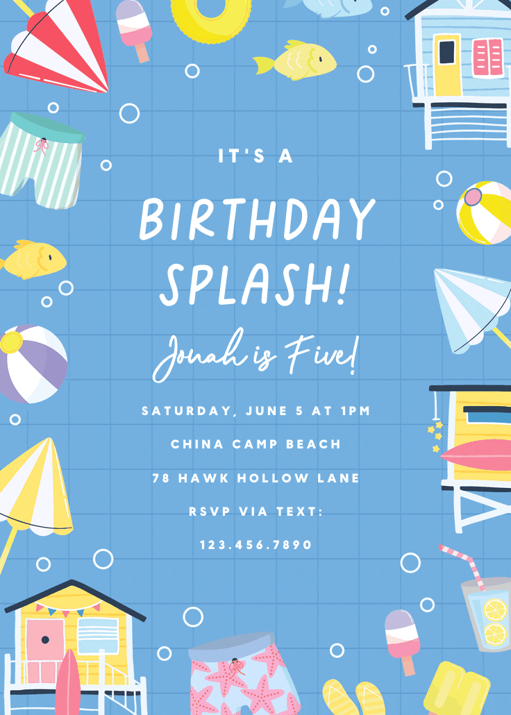 Splash - pool party invitation